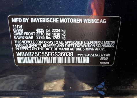 2015 BMW 328 Xigt Sulev from USA, damaged, VIN WBA8Z5C55FGS36038